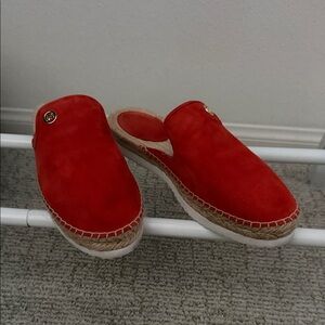 Michael Kors Red Suede Espadrille Mules